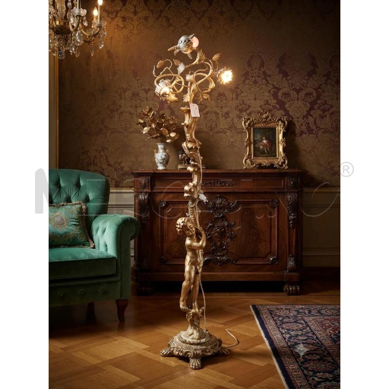 LAMPADA PIANTANA DORATA C/STELO LAVORATO C/PUTTINO E 3 LUX  | Mercatino dell'Usato Moncalieri bengasi 1
