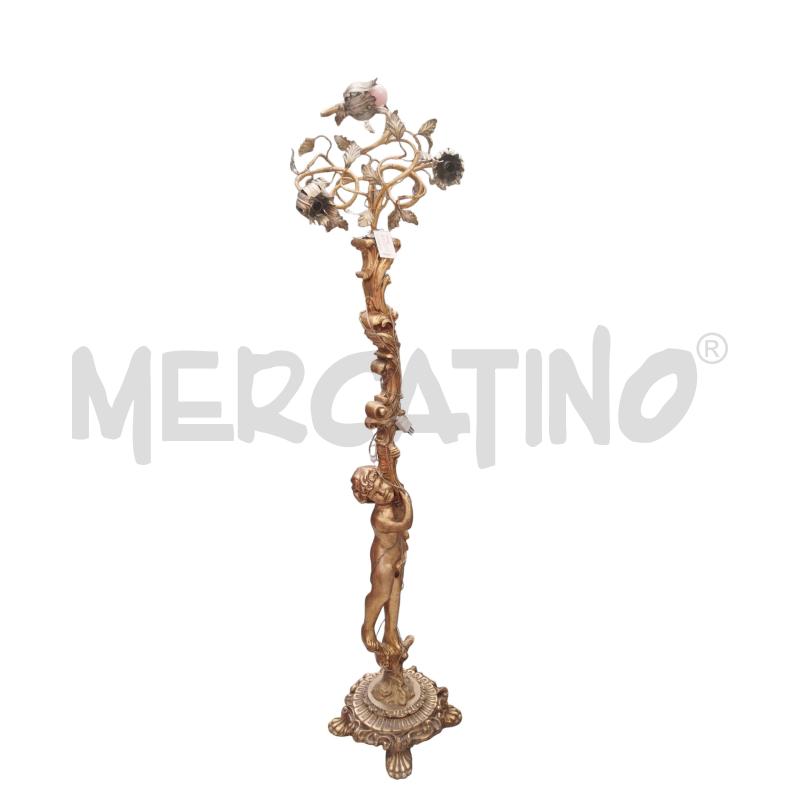LAMPADA PIANTANA DORATA C/STELO LAVORATO C/PUTTINO E 3 LUX  | Mercatino dell'Usato Moncalieri bengasi 2
