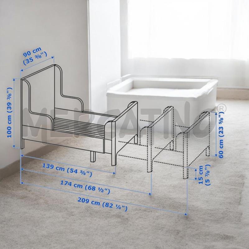 LETTO SINGOLO BUSUNGE ALLUNGABILE, BIANCO, 80X200 CM | Mercatino dell'Usato Moncalieri bengasi 4