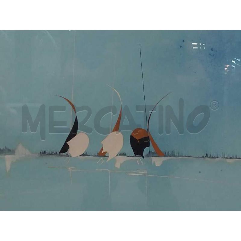 LITOGRAFIA DA ARREDAMENTO ARTISTA G. CAMBIANO 3 VELIERI ASTRATTO | Mercatino dell'Usato Moncalieri bengasi 4