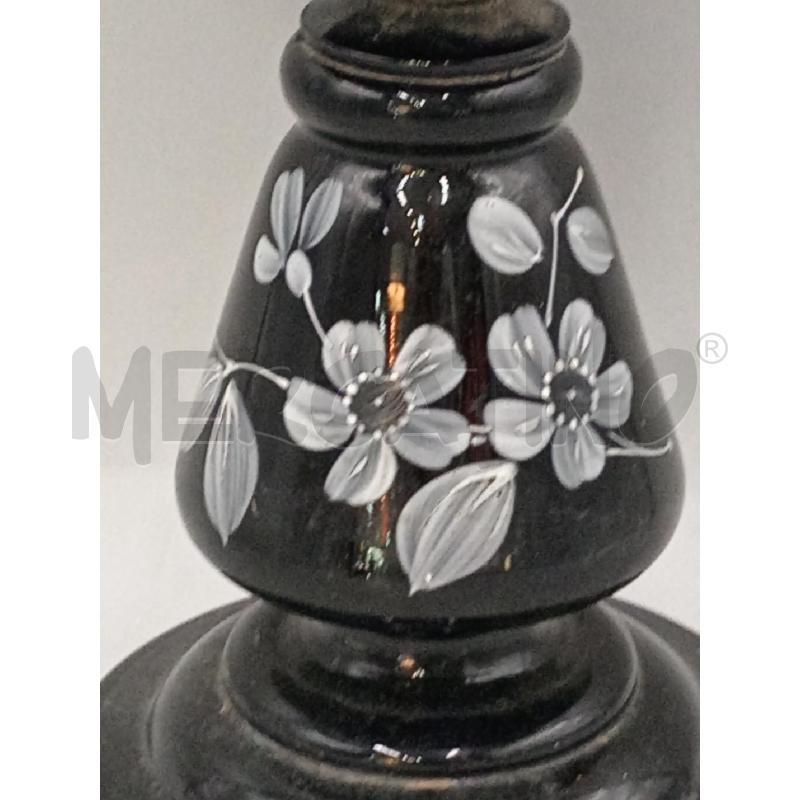 LUMINO VETRO NERO DECORO FIORI | Mercatino dell'Usato Moncalieri bengasi 3