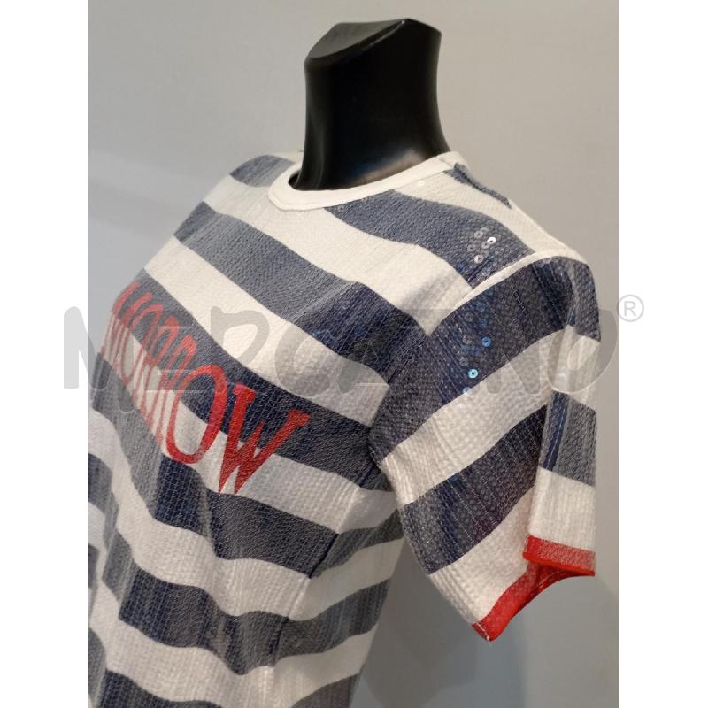 MAGLIA DONNA ALBERTA FERRE TTI BIANCA CON PAILLETTES RIGHE BLU | Mercatino dell'Usato Moncalieri bengasi 4