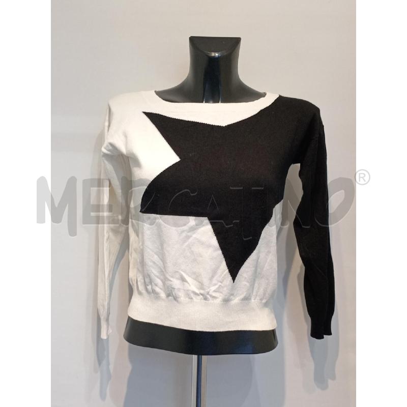 MAGLIA DONNA CARLA G BIANCO NERA STELLA | Mercatino dell'Usato Moncalieri bengasi 1