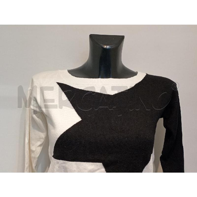 MAGLIA DONNA CARLA G BIANCO NERA STELLA | Mercatino dell'Usato Moncalieri bengasi 3