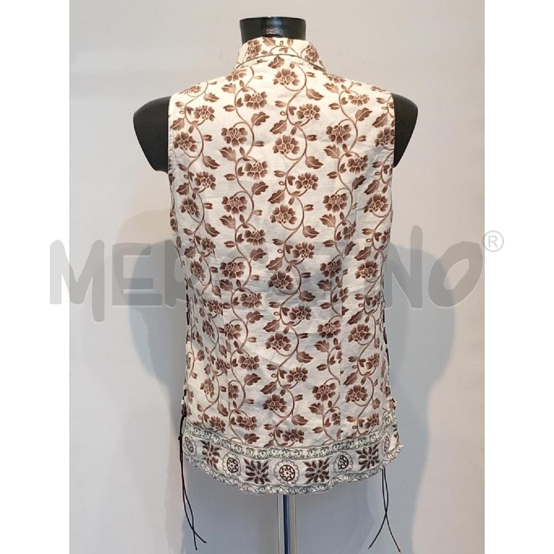 MAGLIA DONNA CONTE OF FLORENCE SMANICATA BIANCA CON FIORI MARRONI  | Mercatino dell'Usato Moncalieri bengasi 2