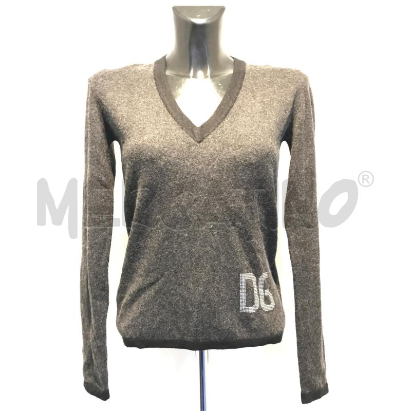 MAGLIA DONNA DOLCE & GABBANA CASHMIRE GRIGIA LOGO BRILLANTINI | Mercatino dell'Usato Moncalieri bengasi 1