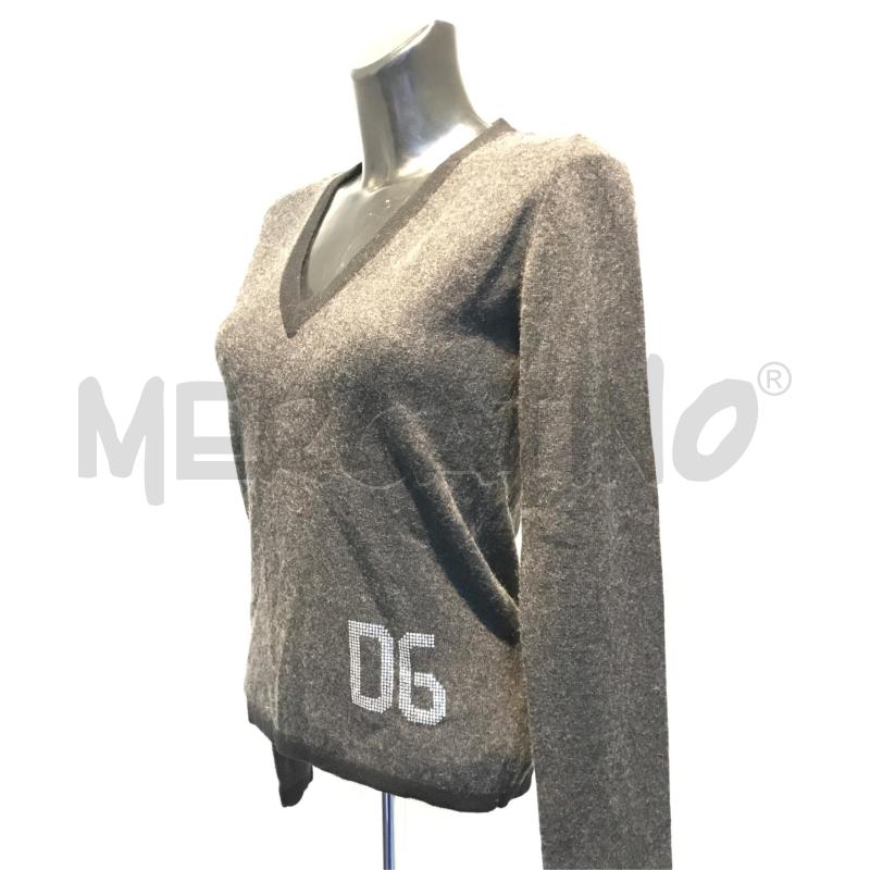 MAGLIA DONNA DOLCE & GABBANA CASHMIRE GRIGIA LOGO BRILLANTINI | Mercatino dell'Usato Moncalieri bengasi 3