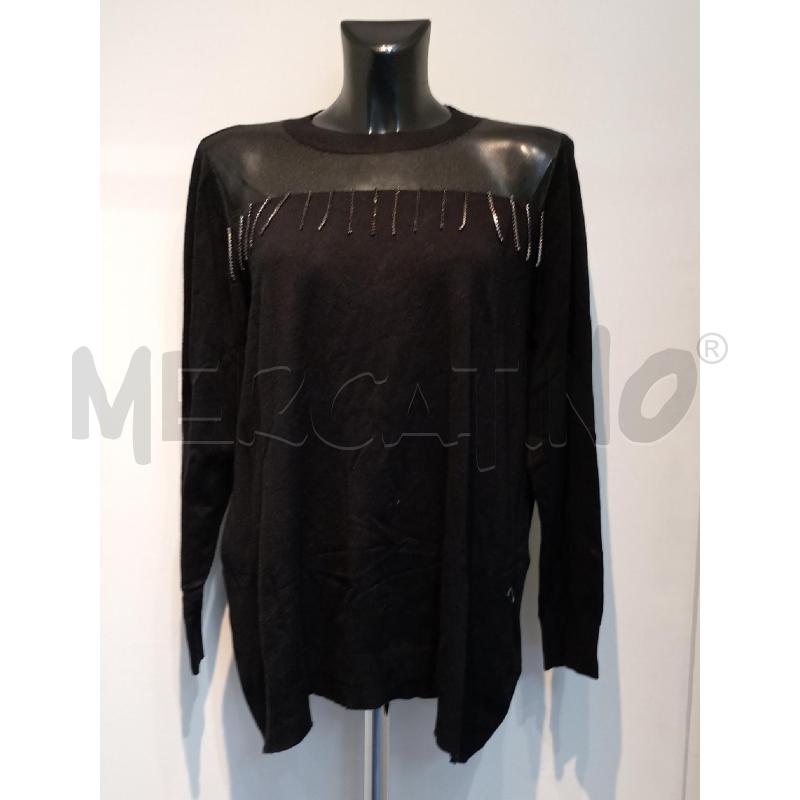 MAGLIA DONNA FIORELLA RUBINO NERA CON FRANGE STRASS | Mercatino dell'Usato Moncalieri bengasi 1