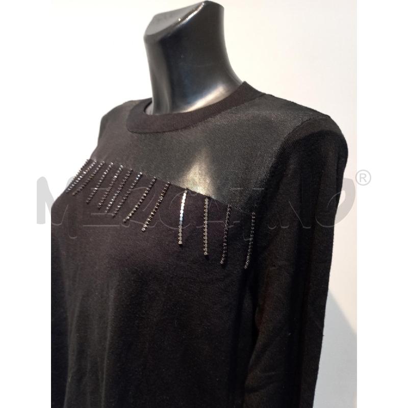 MAGLIA DONNA FIORELLA RUBINO NERA CON FRANGE STRASS | Mercatino dell'Usato Moncalieri bengasi 3