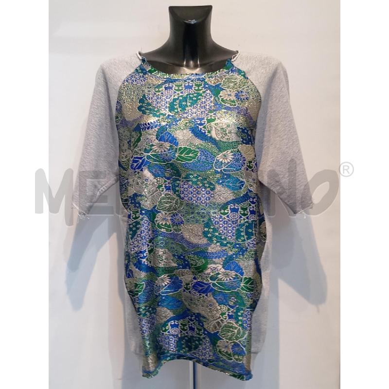 MAGLIA DONNA GAELLE GRIGIA MEZZA MANICA CON DISEGNO AZZURRO LUREX DAVANTI | Mercatino dell'Usato Moncalieri bengasi 1