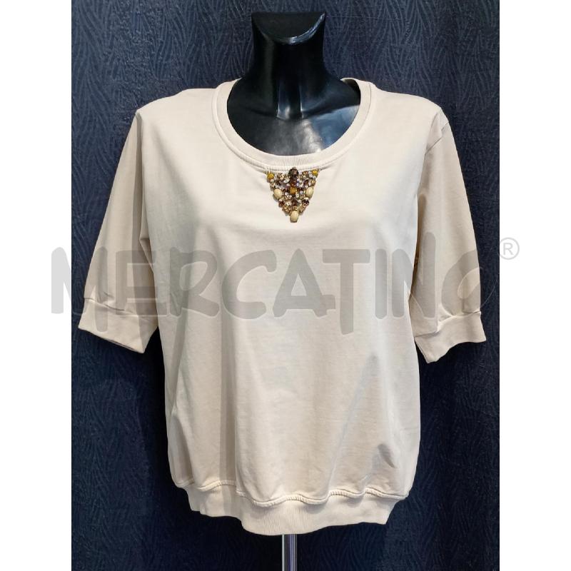 MAGLIA DONNA JIJIL BEIGE INSERTO GIOIELLO | Mercatino dell'Usato Moncalieri bengasi 1