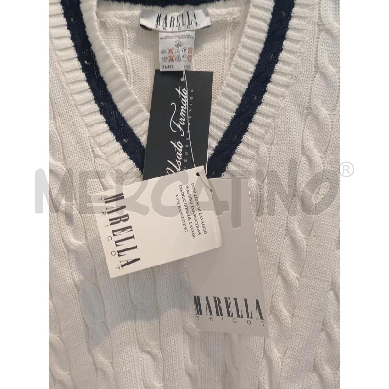 MAGLIA DONNA MARELLA BIANCA BORDO SCOLLATURA NERO A V | Mercatino dell'Usato Moncalieri bengasi 5