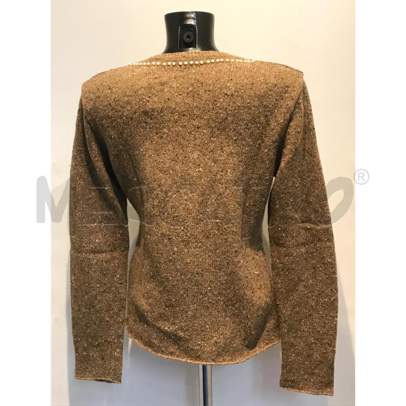 MAGLIA DONNA MOSCHINO MARRONE CON INSERTI PERLE DAVANTI | Mercatino dell'Usato Moncalieri bengasi 2