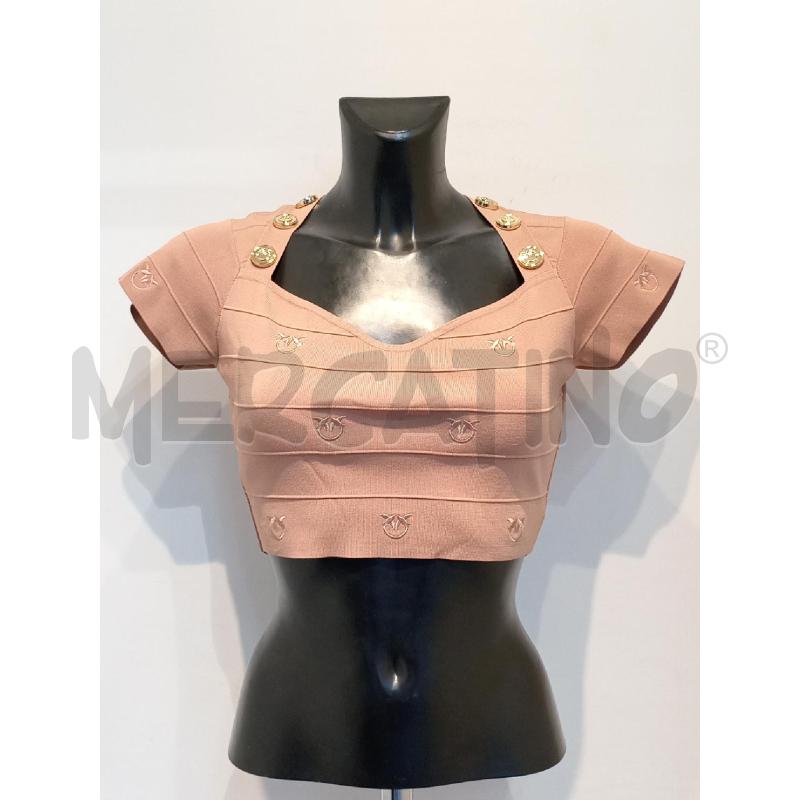 MAGLIA DONNA PINCO COLOR CARNE LOGATA BOTTONO DORATI  | Mercatino dell'Usato Moncalieri bengasi 1