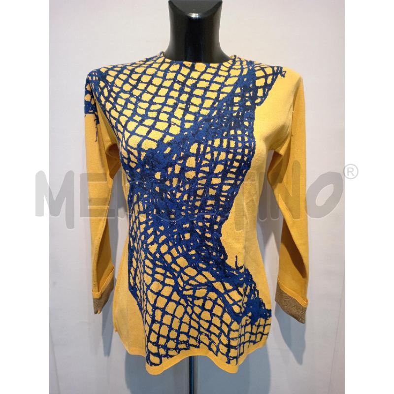 MAGLIA DONNA SPORT MAX GIALLO CON TRAMA BLU   | Mercatino dell'Usato Moncalieri bengasi 1