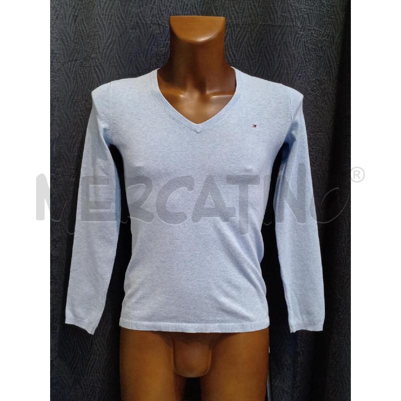 MAGLIA UOMO TOMMY HILFIGHER AZZURRA SCOLLO V | Mercatino dell'Usato Moncalieri bengasi 1