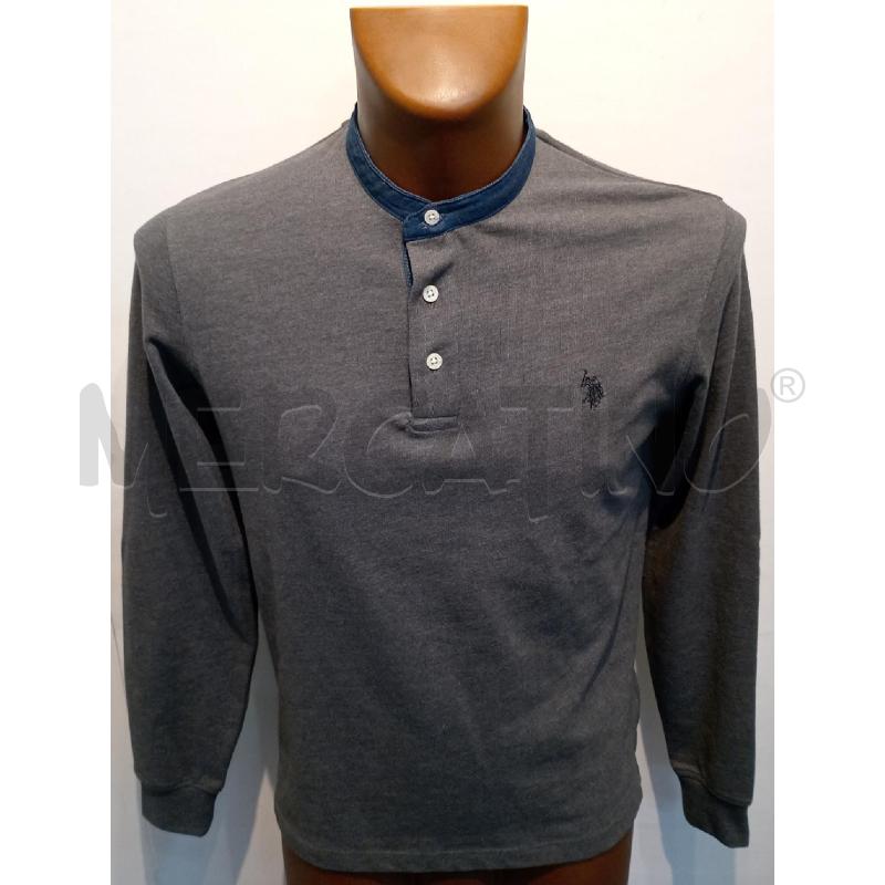 MAGLIA UOMO US.POLO GRIGIA COLLO BLU COREANA   | Mercatino dell'Usato Moncalieri bengasi 1
