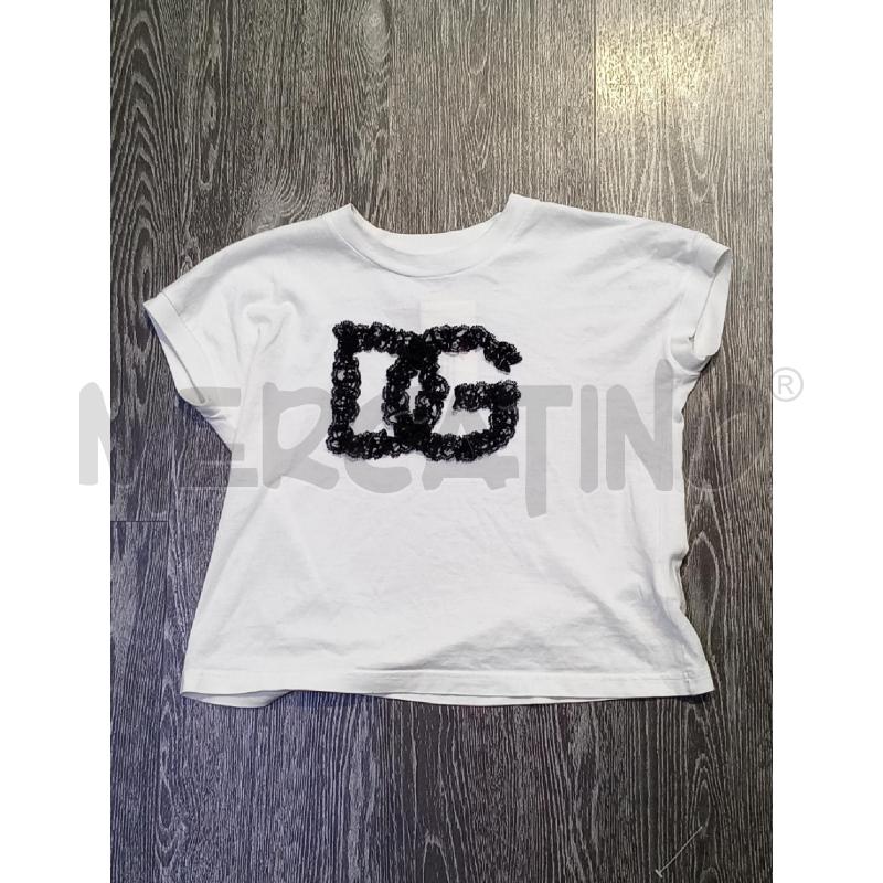 MAGLIETTA BAMBINA DOLCE & GABBANA BIANCA CON LOGO PIZZO NERO | Mercatino dell'Usato Moncalieri bengasi 1