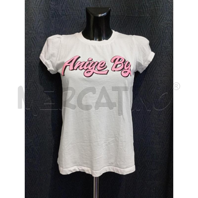 MAGLIETTA DONNA ANIYE BY BIANCA CON SCRITTA ROSA DAVANTI | Mercatino dell'Usato Moncalieri bengasi 1