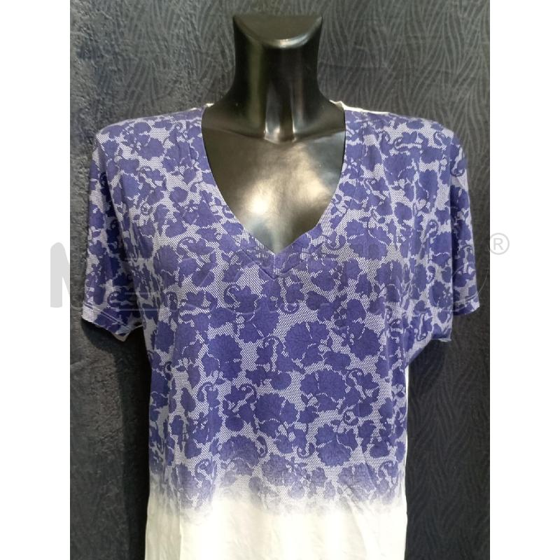 MAGLIETTA DONNA ARMANI JEANS BIANCA FIORI AZZURRI SCOLLO V | Mercatino dell'Usato Moncalieri bengasi 3