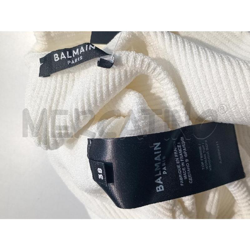 MAGLIETTA DONNA BALMAIN PANNA CON BOTTONI DORATI CORTA  | Mercatino dell'Usato Moncalieri bengasi 5