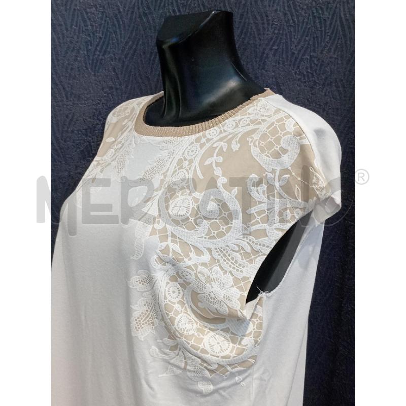 MAGLIETTA DONNA CAMOMILLA BIANCA INSERTI BEIGE | Mercatino dell'Usato Moncalieri bengasi 2