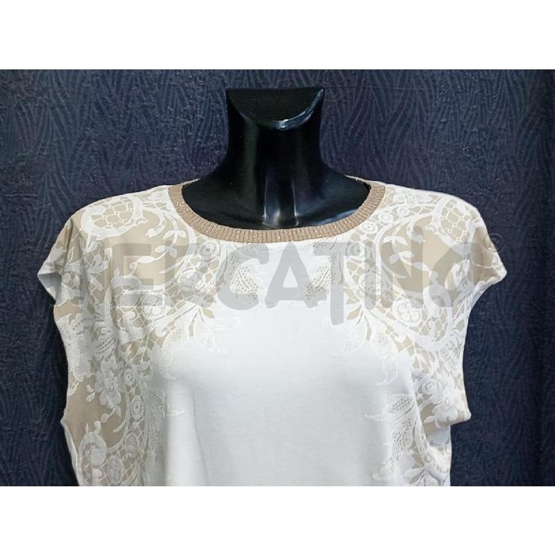 MAGLIETTA DONNA CAMOMILLA BIANCA INSERTI BEIGE | Mercatino dell'Usato Moncalieri bengasi 3