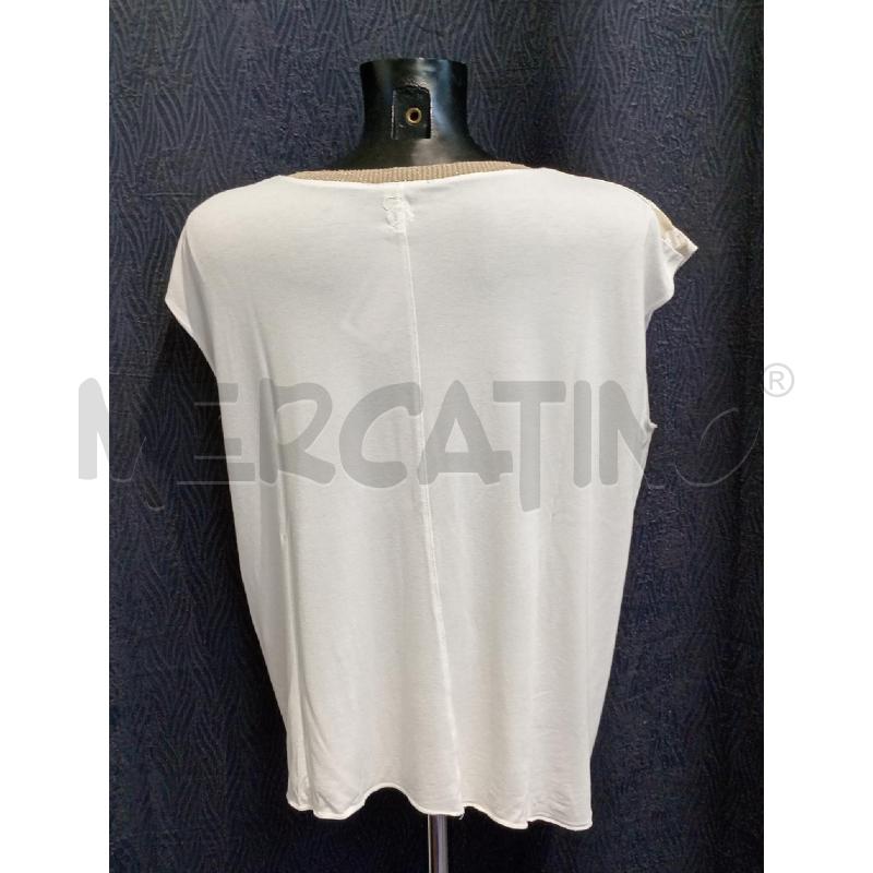 MAGLIETTA DONNA CAMOMILLA BIANCA INSERTI BEIGE | Mercatino dell'Usato Moncalieri bengasi 4