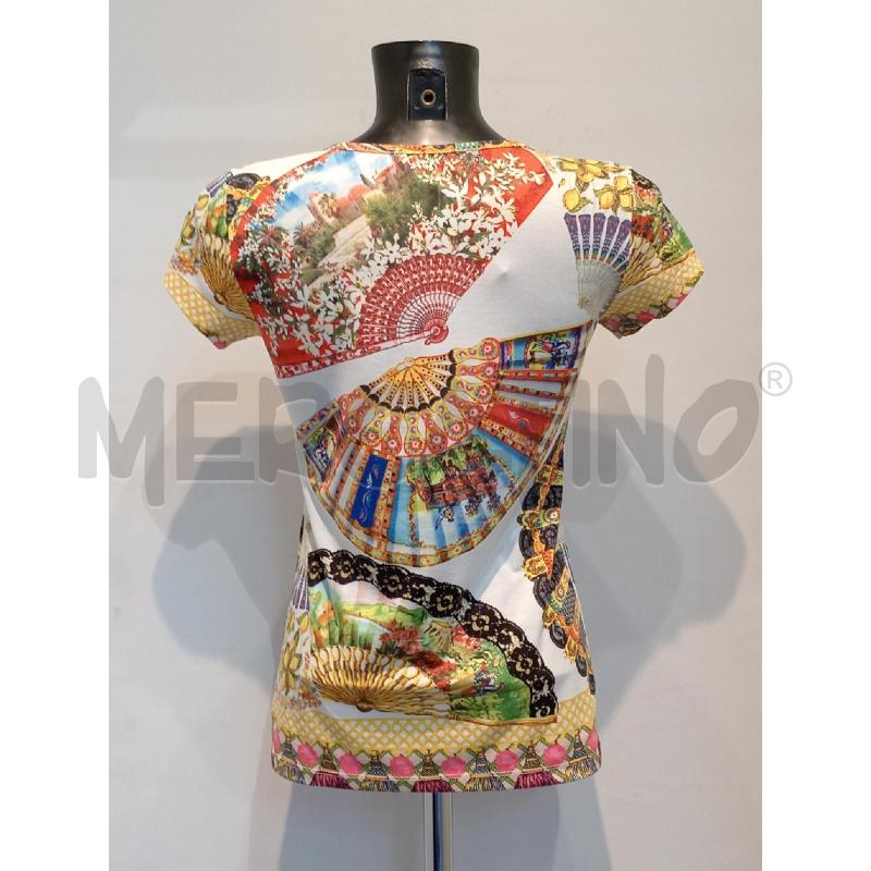 MAGLIETTA DONNA DOLCE & GABBANA BIANCA FANTASIA VENTAGLI | Mercatino dell'Usato Moncalieri bengasi 2