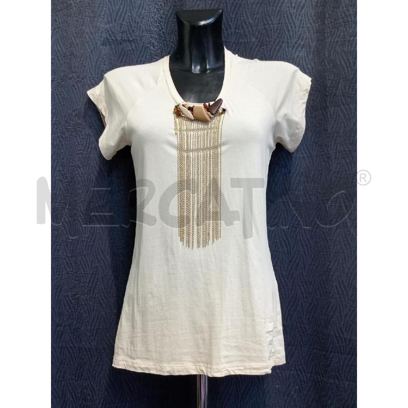 MAGLIETTA DONNA ELISABETTA FRANCHI BEIGE INSEERTO CATENELLA | Mercatino dell'Usato Moncalieri bengasi 1