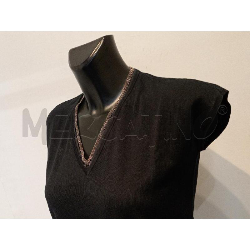 MAGLIETTA DONNA FABIANA FILIPPI NERA CON SCOLLO V BRILLANTINI | Mercatino dell'Usato Moncalieri bengasi 3