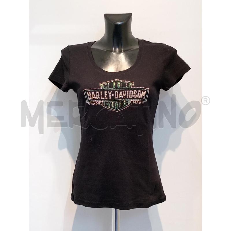 MAGLIETTA DONNA HARLEY DAVIDSON NERA CON LOGO BRILLANTINATO | Mercatino dell'Usato Moncalieri bengasi 1