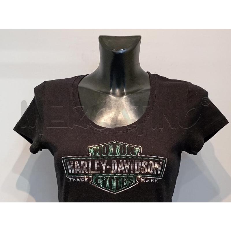 MAGLIETTA DONNA HARLEY DAVIDSON NERA CON LOGO BRILLANTINATO | Mercatino dell'Usato Moncalieri bengasi 3