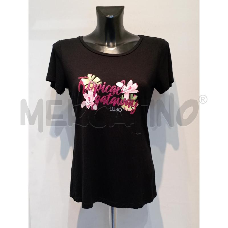 MAGLIETTA DONNA LIU JO NERA CON FIORI | Mercatino dell'Usato Moncalieri bengasi 1