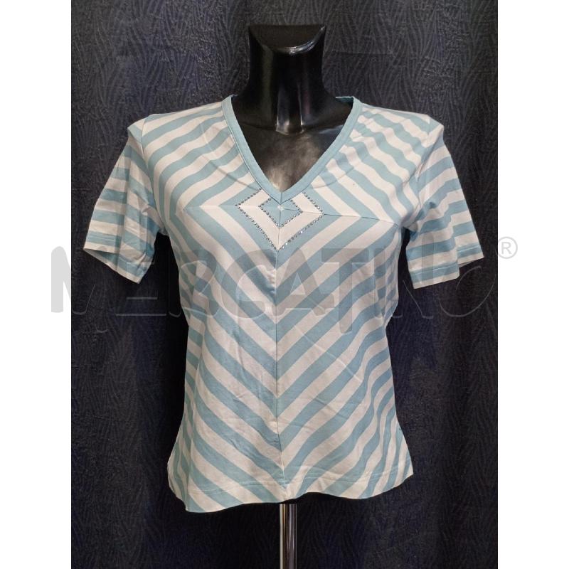 MAGLIETTA DONNA MARA MARINI BIANCO AZZURRA RIGHE | Mercatino dell'Usato Moncalieri bengasi 1