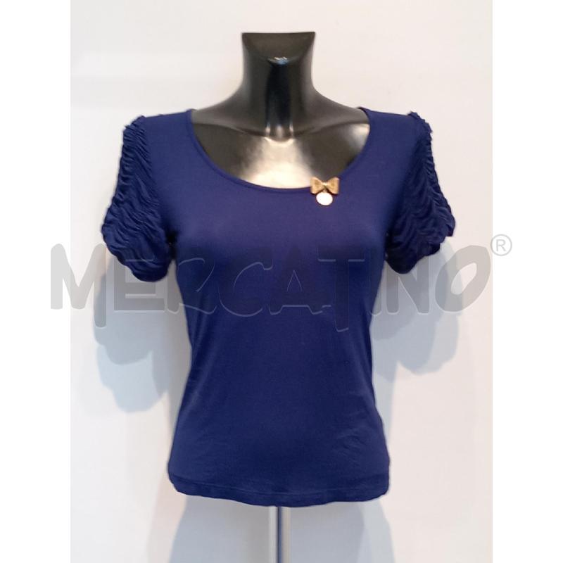 MAGLIETTA DONNA ROCCO BAROCCO BLU  CON FIOCCHETTO DORATO | Mercatino dell'Usato Moncalieri bengasi 1