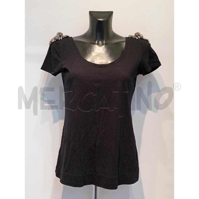 MAGLIETTA DONNA TWIN SET NERA CON PARTICOLARE SPALLA | Mercatino dell'Usato Moncalieri bengasi 1