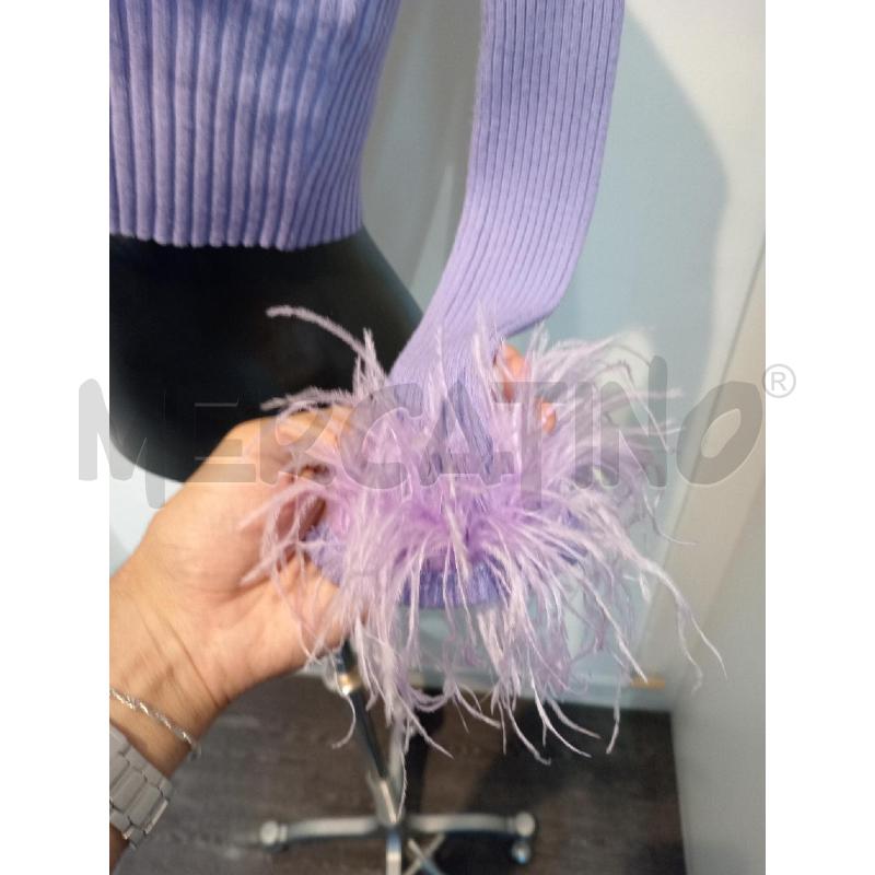 MAGLIETTA DONNA VICOLO LILLA CON PIUME MANICA | Mercatino dell'Usato Moncalieri bengasi 3
