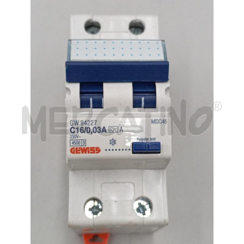 MAGNETOTERMICO GEWISS GW94227 - DIFFERENZIALE MAGNETOTERMICO 2P C16 0.03A A | Mercatino dell'Usato Moncalieri bengasi 1