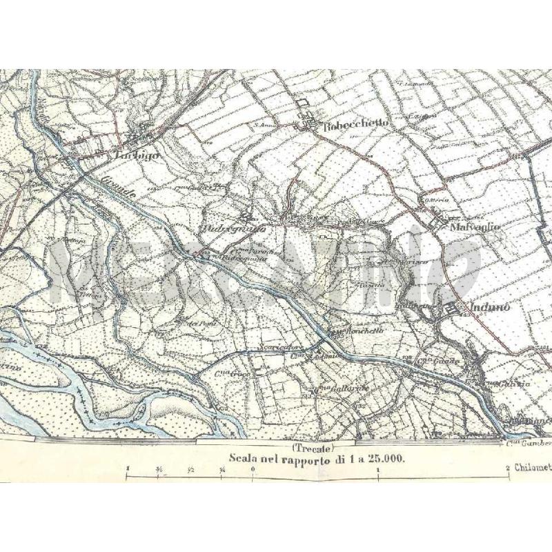 MAPPA TOPOGRAFICA CASTANO PRIMO SCALA 1:25000 1896 | Mercatino dell'Usato Moncalieri bengasi 3