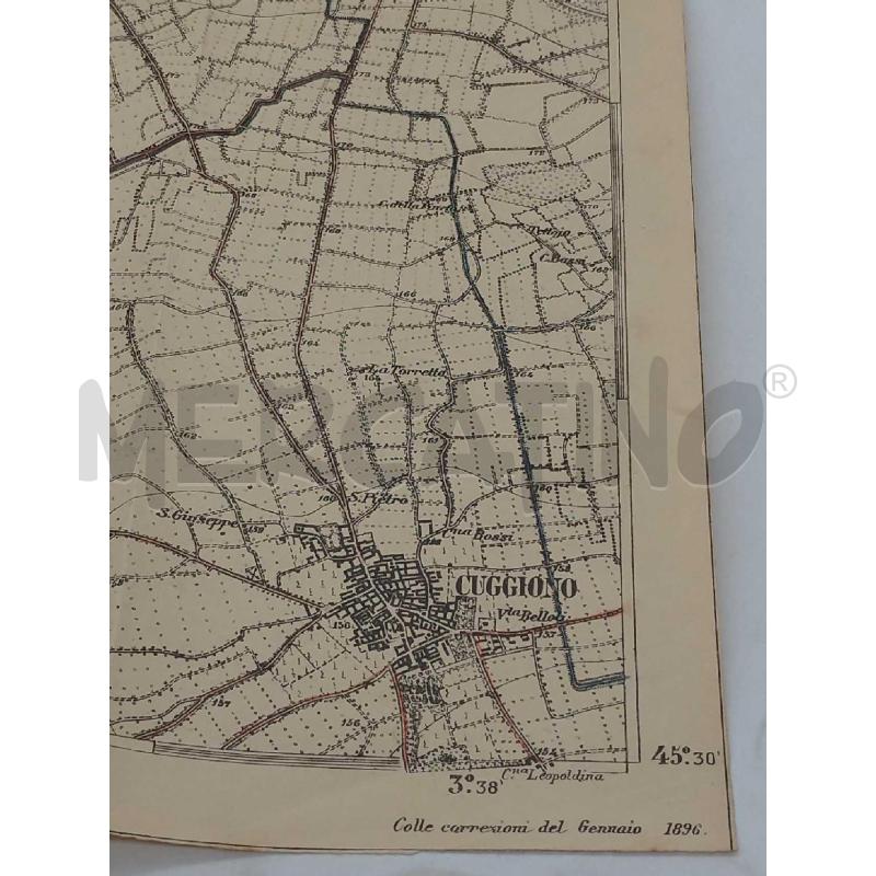 MAPPA TOPOGRAFICA CASTANO PRIMO SCALA 1:25000 1896 | Mercatino dell'Usato Moncalieri bengasi 4
