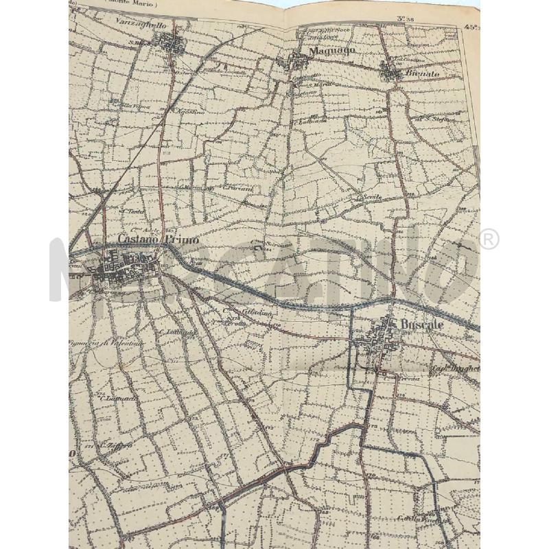 MAPPA TOPOGRAFICA CASTANO PRIMO SCALA 1:25000 1896 | Mercatino dell'Usato Moncalieri bengasi 5