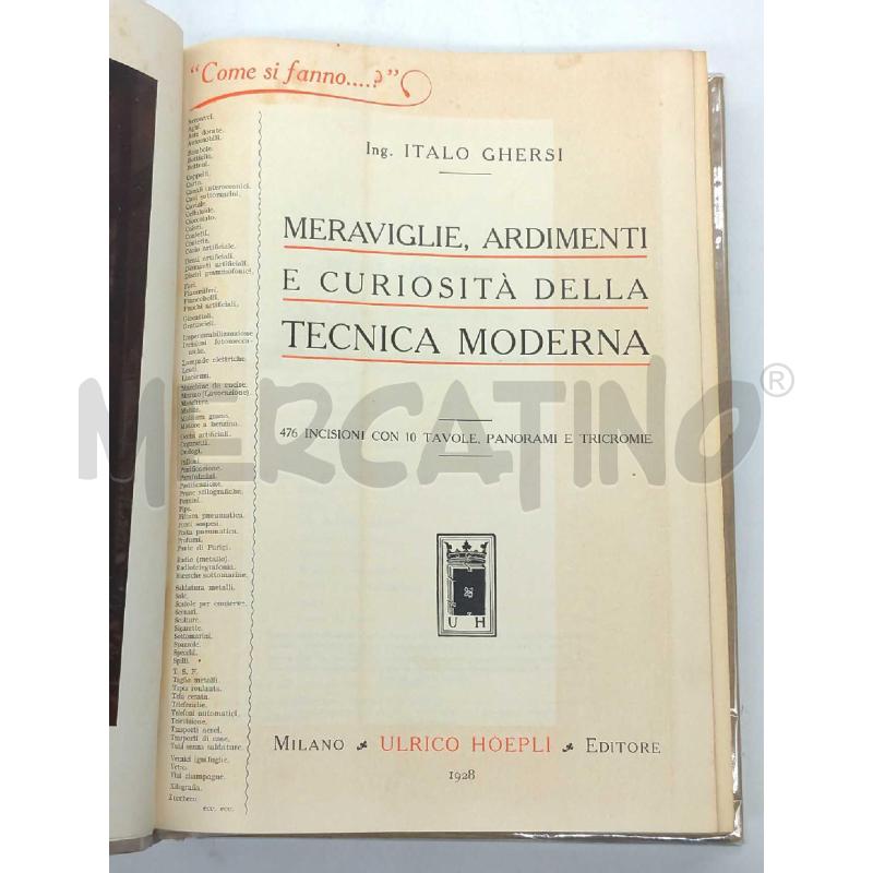 MERAVIGLIE ARDIMENTI CURIOSITA' DELLA TECNICA MODERNA HOEPLI 1928 | Mercatino dell'Usato Moncalieri bengasi 3