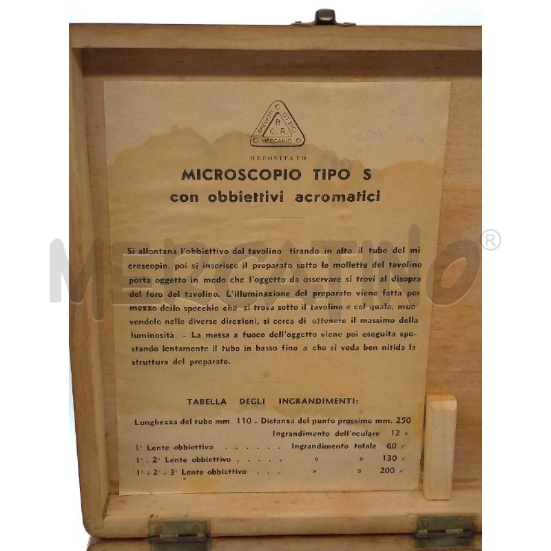 MICROSCOPIO TIPO S BREVETTI OTTICI MECCANICI CBR CON ASTUCCIO IN LEGNO E SPECIFICHE | Mercatino dell'Usato Moncalieri bengasi 5