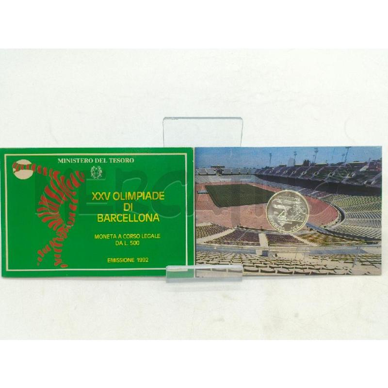 MONETA 500 LIRE XXV OLIMPIADE DI BARCELLONA EMISSIONE 1992 MINISTERO DEL TESORO | Mercatino dell'Usato Moncalieri bengasi 1