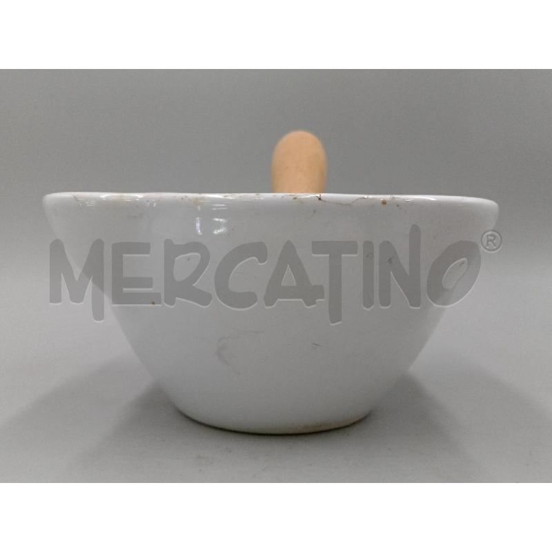 MORTAIO BIANCO CERAMICA PESTELLO LEGNO | Mercatino dell'Usato Moncalieri bengasi 2
