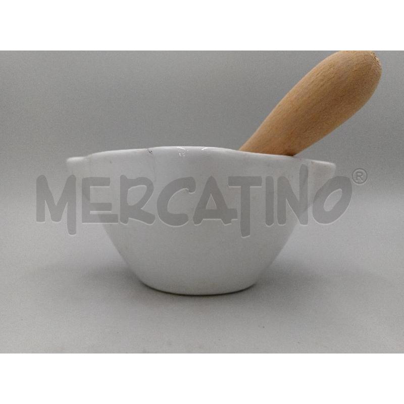 MORTAIO BIANCO CERAMICA PESTELLO LEGNO | Mercatino dell'Usato Moncalieri bengasi 3