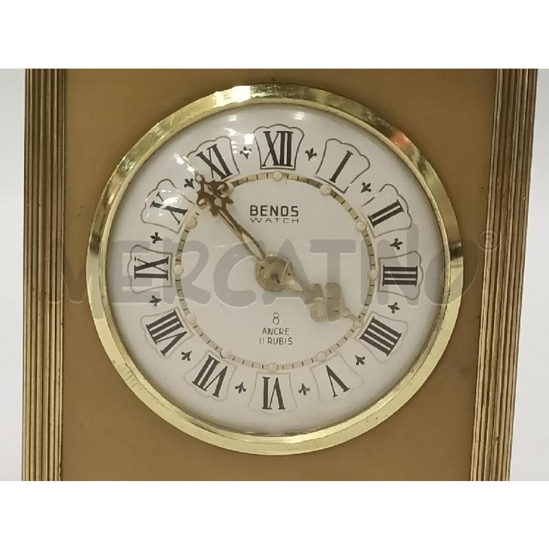 OROLOGIO DA TAVOLO BENOS MECCANISMO 8 GIORNI DORATO A CARICA MANUALE  | Mercatino dell'Usato Moncalieri bengasi 2