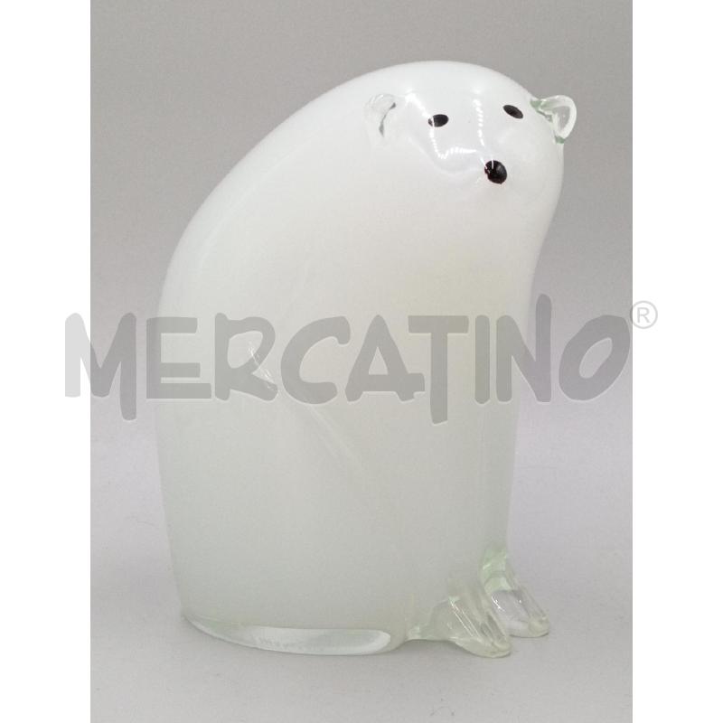 ORSO POLARE BIANCO GRANDE VETRO MURANO | Mercatino dell'Usato Moncalieri bengasi 1