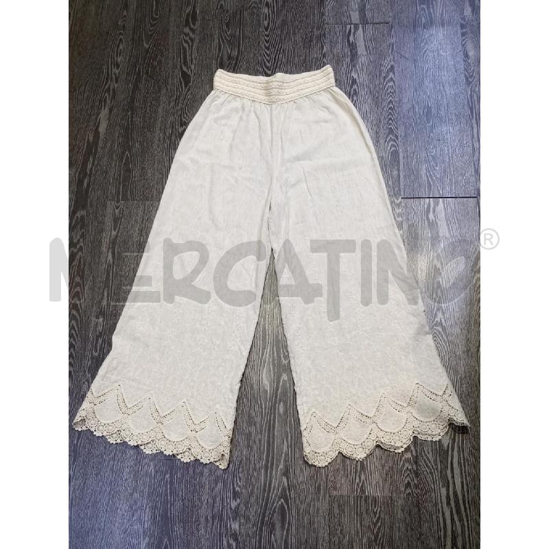 PANTALONE DONNA BEIGE LARGO CON RICAMO FONDO | Mercatino dell'Usato Moncalieri bengasi 1